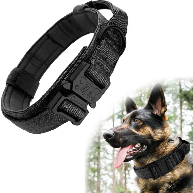 foto del prodotto fortuneville collare per cani, collare militare, collare tattico per cani con manico, per cani di taglia media, addestramento alla caccia, con