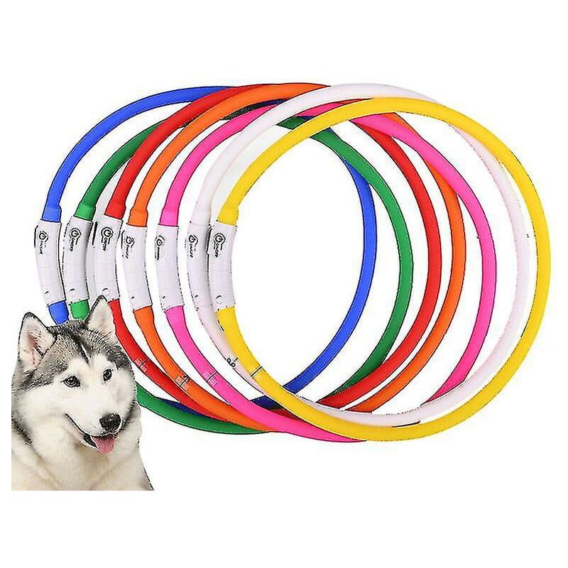 foto del prodotto fortuneville collare per cani luminoso usb giallo collare per cani luminoso anti smarrimento
