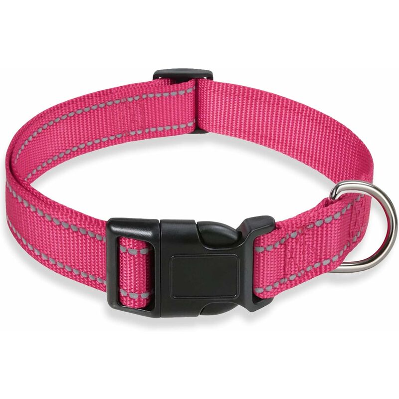 foto del prodotto fortuneville collare per cani riflettente con chiusura regolabile in nylon di sicurezza per cani di taglia piccola e media, 1 pezzo rosa pesca, s 