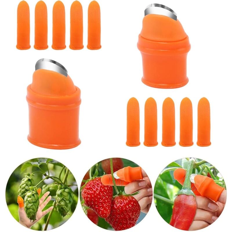foto del prodotto fortuneville coltello per pollice, coltello per dito in silicone coltello per raccogliere frutta coltello per pollice coltello da giardinaggio