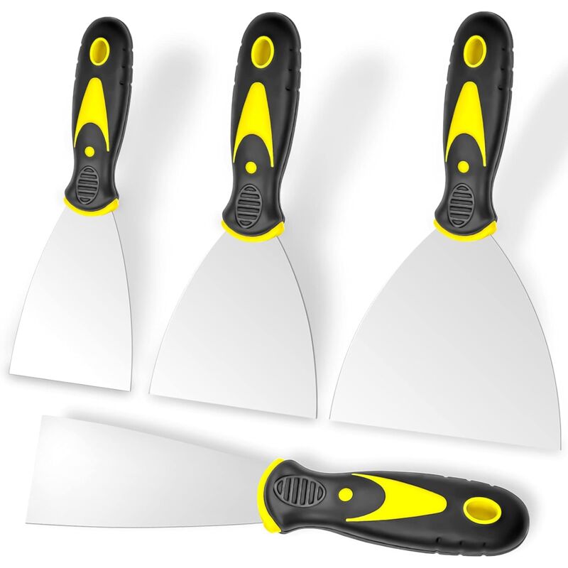 foto del prodotto fortuneville coltello per stucco, set di spalline da 4 pezzi 2, 3, 4, 5 pollici , raschietto per vernice in acciaio inossidabile, coltello per