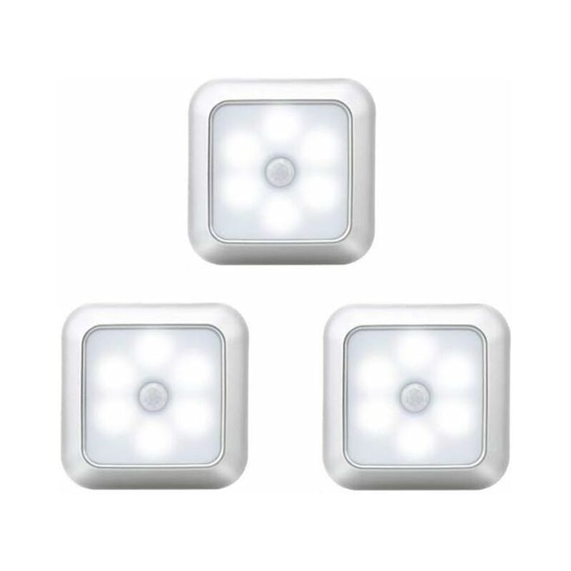 foto del prodotto fortuneville confezione da 3 5 luci notturne con sensore di movimento attivate led bianco freddo con sensore di luce led lampada per scale, armadi,