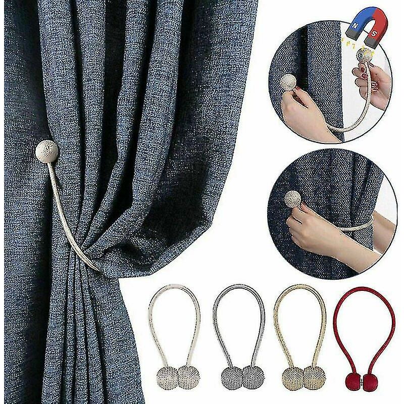 foto del prodotto fortuneville confezione da 4 cinghie magnetiche per tende, staffe posteriori, accessori per clip con fibbia, accessori per aste, staffa a gancio