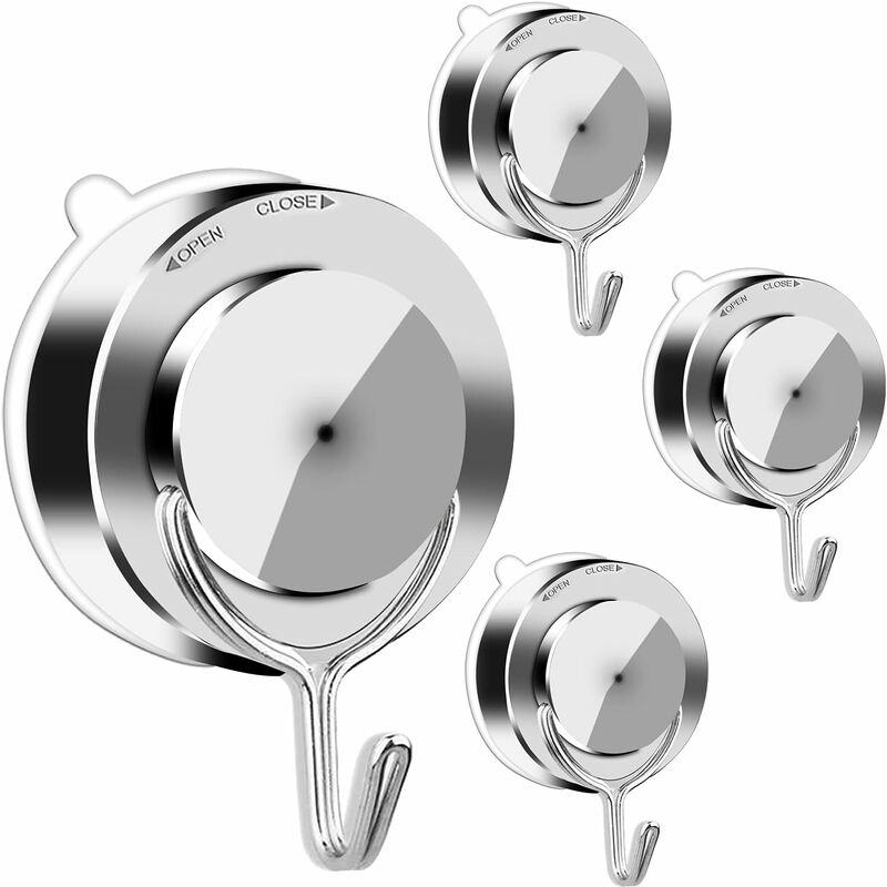 foto del prodotto fortuneville confezione da 4 ganci per asciugamani a ventosa ganci da parete multiuso senza foratura per bagno e cucina, ventosa con ganci come