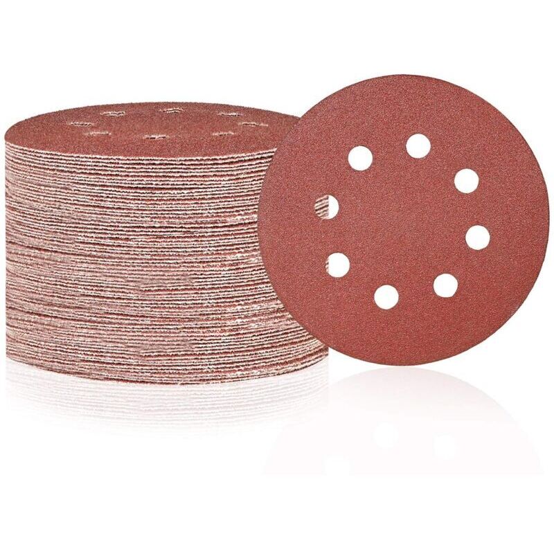 foto del prodotto fortuneville confezione da 50 dischi abrasivi a 8 fori, grana 120, carta vetrata resistente all usura per levigatrice orbitale casuale per legno,