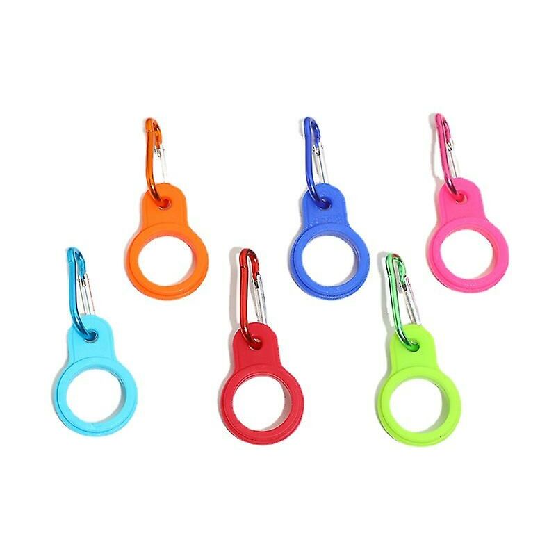 foto del prodotto fortuneville confezione da 6 fibbie per bottiglie d acqua in silicone, ganci colorati per il trasporto di bottiglie d acqua con moschettone