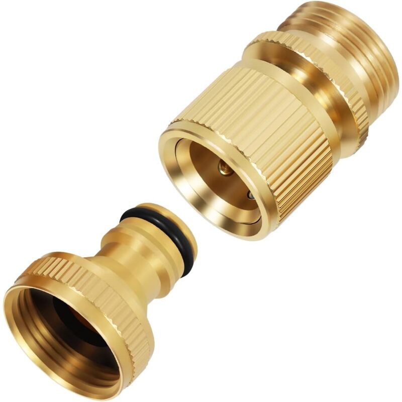 foto del prodotto fortuneville connettore per tubo da giardino femmina in ottone da 3 4 e adattatori per rubinetto filettati con connettore maschio in ottone
