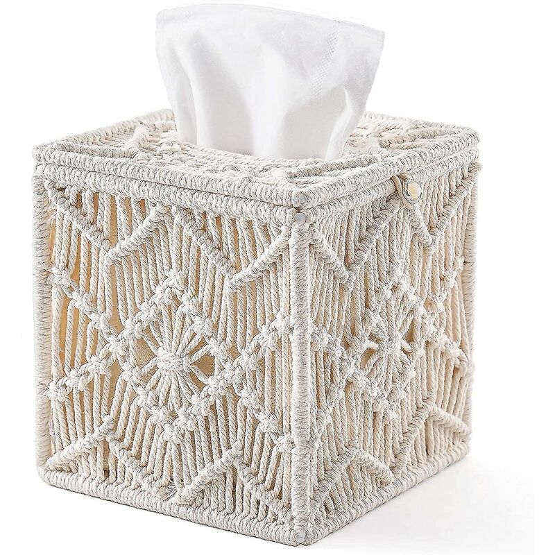 foto del prodotto fortuneville copertura per scatola di tessuto boho decor portarotolo quadrato con fibbia perline tovagliolo in pizzo organetto