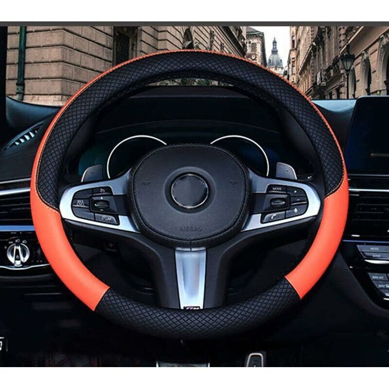 foto del prodotto fortuneville coprivolante in pelle microfibra wavy line splice x con cuciture arancioni