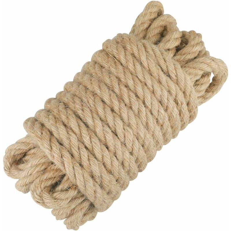 foto del prodotto fortuneville corda di iuta spago corda canapa 12 mm di spessore, 10 metri di lunghezza, per artigianato, decorazione di mobili, imballaggio,