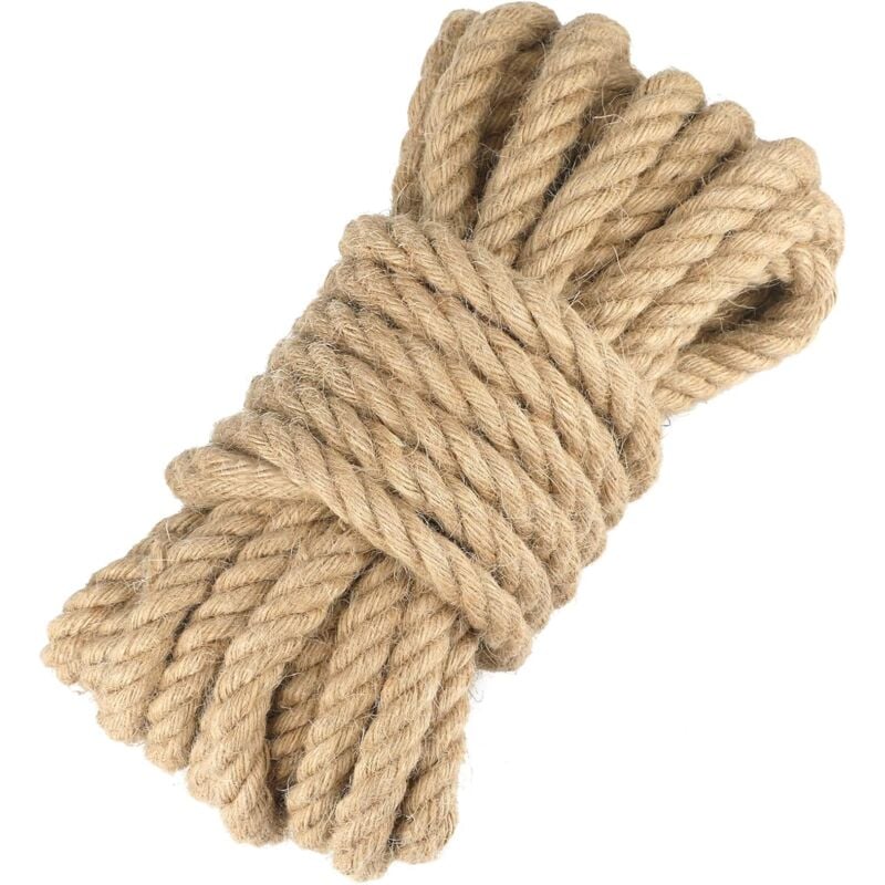 foto del prodotto fortuneville corda di iuta spago corda canapa 16 mm di spessore, 10 metri di lunghezza, per artigianato, decorazione di mobili, imballaggio,