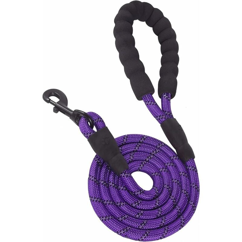 foto del prodotto fortuneville corda per cani in nylon resistente con comoda impugnatura imbottita e filo altamente riflettente per cani di taglia piccola, media e