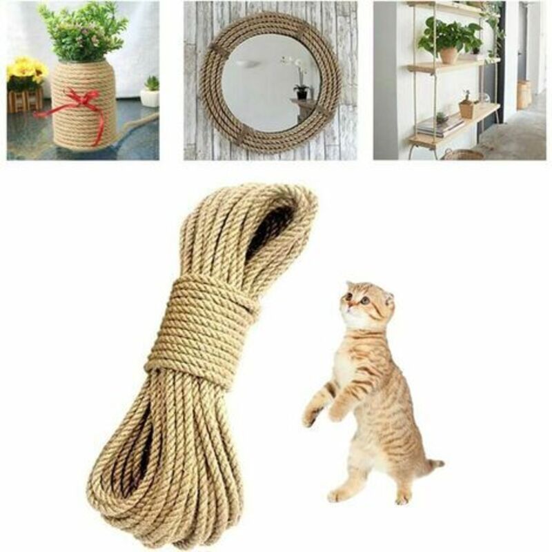 foto del prodotto fortuneville - corde di canapa naturale lunghe 20 m/65 piedi, corde di iuta resistenti spesse 6 mm, per giardino, canottaggio, animali domestici, corda da arrampicata stol