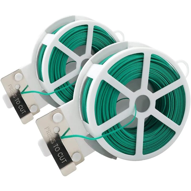 foto del prodotto fortuneville cravatte morbide per piante da giardino verdi da 100 m, filo rivestito in plastica con taglierino