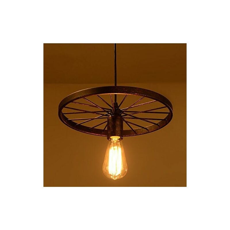 foto del prodotto fortuneville creative retro semplicit lampada a sospensione lampada a sospensione metallo nero art wheel shape attacco e27 1 x e27 max 60w 27cm