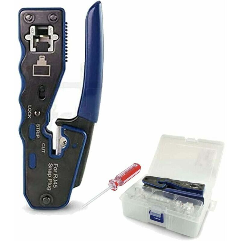 foto del prodotto fortuneville crimpatrice professionale in acciaio per lan ethernet rj45 con tecnologia pass through adatta per plug cat.5e, cat.6 e cat.7
