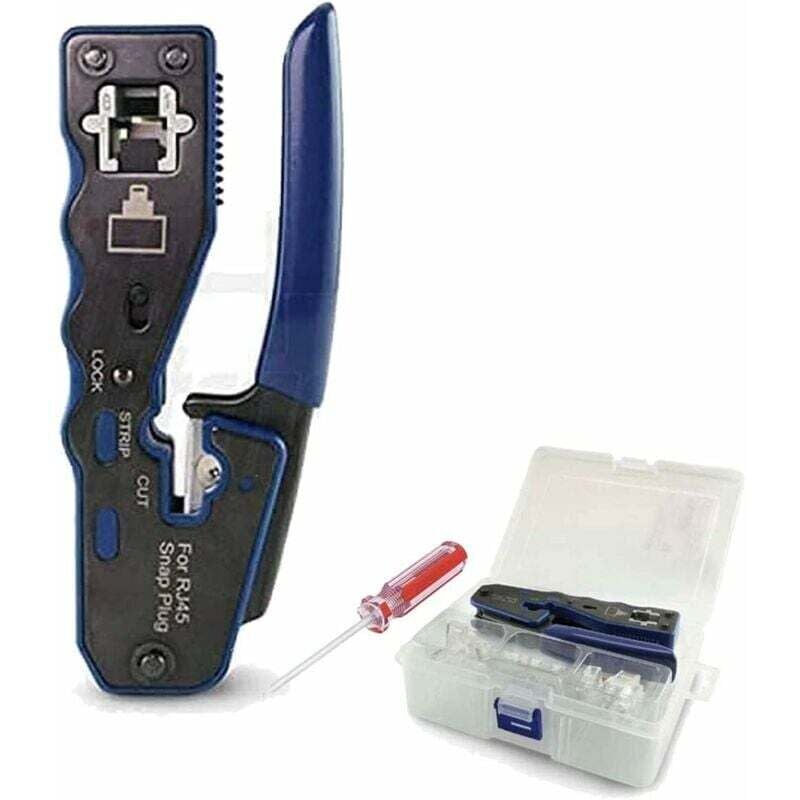 foto del prodotto fortuneville crimpatrice professionale in acciaio per lan ethernet rj45 con tecnologia pass through adatta per plug cat.5e, cat.6 e cat.7