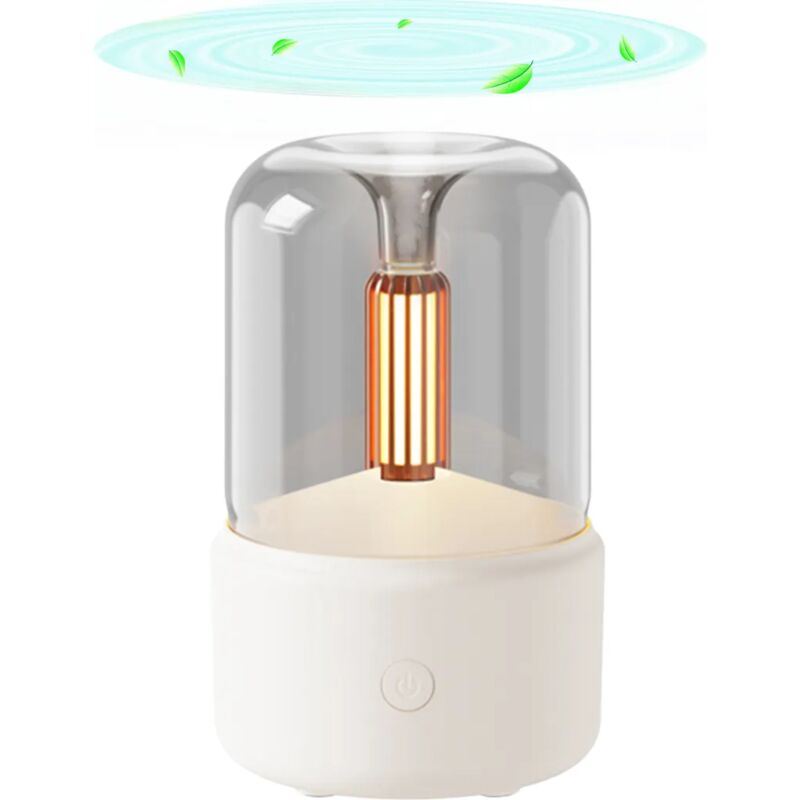foto del prodotto fortuneville diffusore di aromi a forma di candela da 120 ml umidificatore a nebbia bianca calda diffusore di oli essenziali a luce notturna