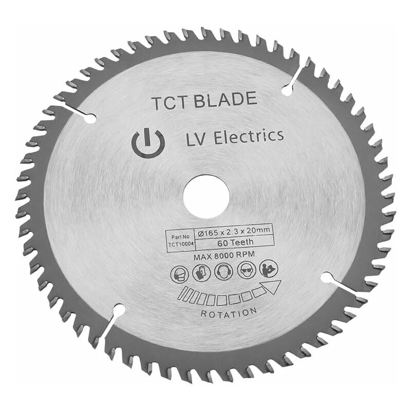 foto del prodotto fortuneville disco da taglio rotante argento con lama per sega circolare tct da 165 mm per taglio del legno 60 denti