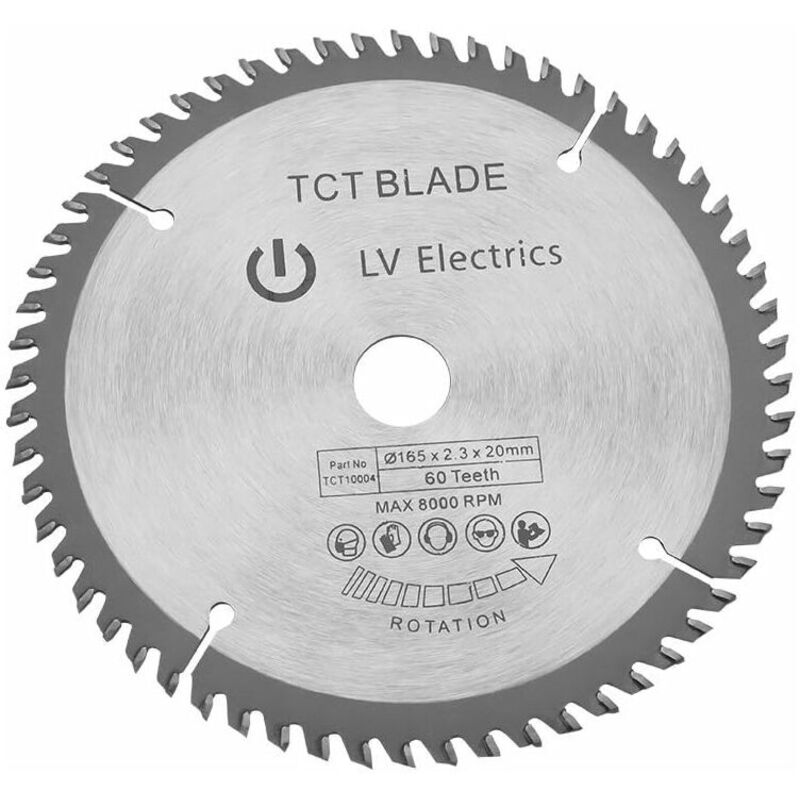 foto del prodotto fortuneville disco da taglio rotante argento lama per sega circolare tct da 165 mm per taglio del legno 60 denti