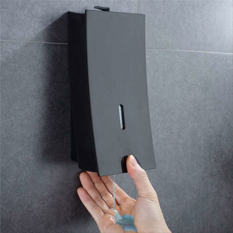foto del prodotto fortuneville dispenser di sapone liquido nero dispenser di sapone per bagno a parete shampoo gel doccia 450ml contenitore di plastica per pressa a