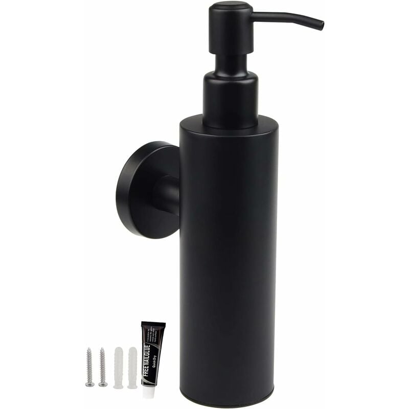 foto del prodotto fortuneville dispenser sapone parete 304 inox 200ml matte nero manuale dispenser di sapone shampoo doccia gel bottiglia mani, per cucina, bagno, 2