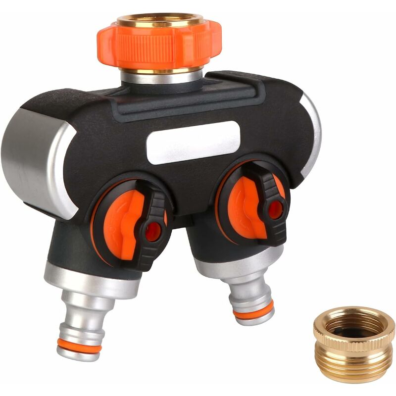 foto del prodotto fortuneville - distributore a 2 vie distributore d'acqua a y da 3 4 pollici e 1 2 pollici con adattatore per rubinetto, regolazione del flusso