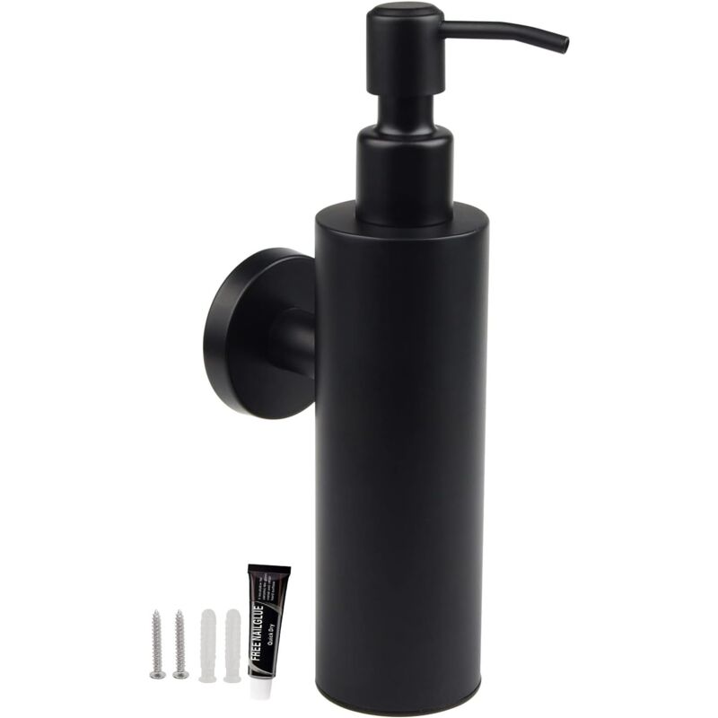 foto del prodotto fortuneville distributore di sapone da parete in acciaio inox 304, 200 ml, nero opaco, manuale, per shampoo, gel doccia, per cucina, bagno, 2 tipi