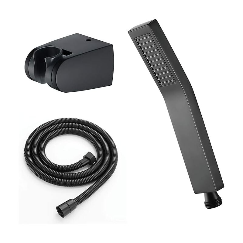 foto del prodotto fortuneville doccetta nero soffione doccia con flessibile e supporto set doccetta in ottone soffione doccia a parete doccia a pioggia soffione