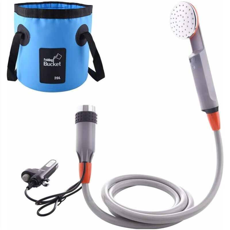 foto del prodotto fortuneville doccia da campeggio portatile, docce da escursionismo con pompa sommergibile, batteria al litio da 2200 mah ricaricabile tramite usb,