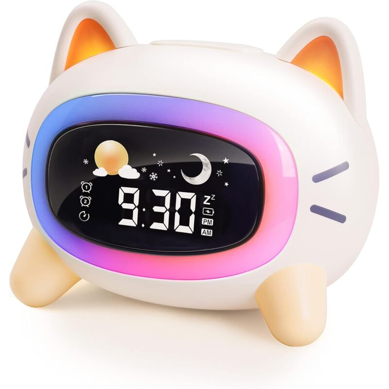 foto del prodotto fortuneville doppia sveglia per bambini, i pi piccoli possono svegliare l orologio con la macchina del suono e la luce notturna per l allenamento