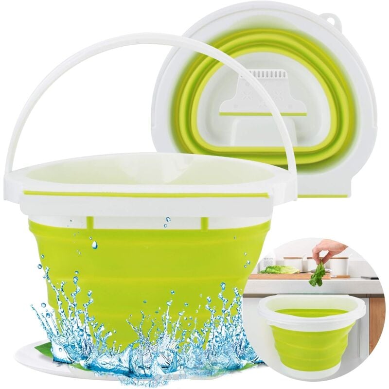 foto del prodotto fortuneville elegante pattumiera da cucina pieghevole porta da cucina pattumiera da parete per auto casa ufficio, 4 l verde 