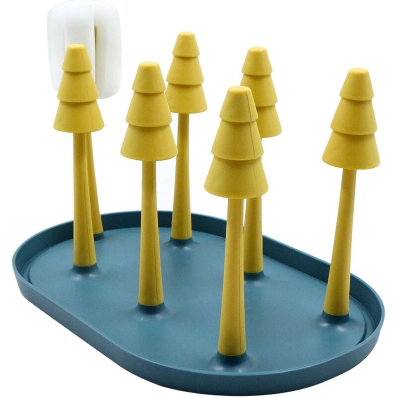 foto del prodotto fortuneville essiccatore per bottiglie, gocciolatoio, gocciolatoio, portabicchieri, portabottiglie in vetro, scolabicchieri, stendibiancheria blu