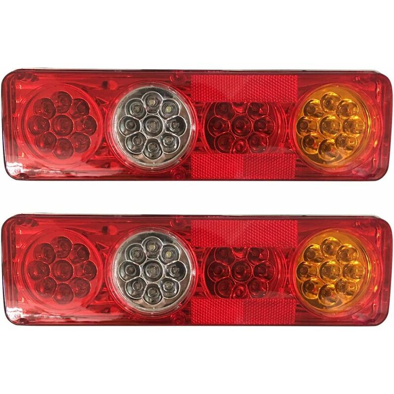 foto del prodotto fortuneville fanale posteriore per auto 2 pezzi 12v 36 luci posteriori a led 6 funzioni per rimorchio per roulotte, camion, lampada posteriore