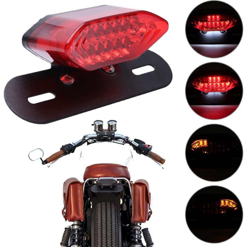 foto del prodotto fortuneville fanale posteriore per moto luce freno a led luce freno integrata con supporto targa indicatore di direzione universale 12v per cruiser