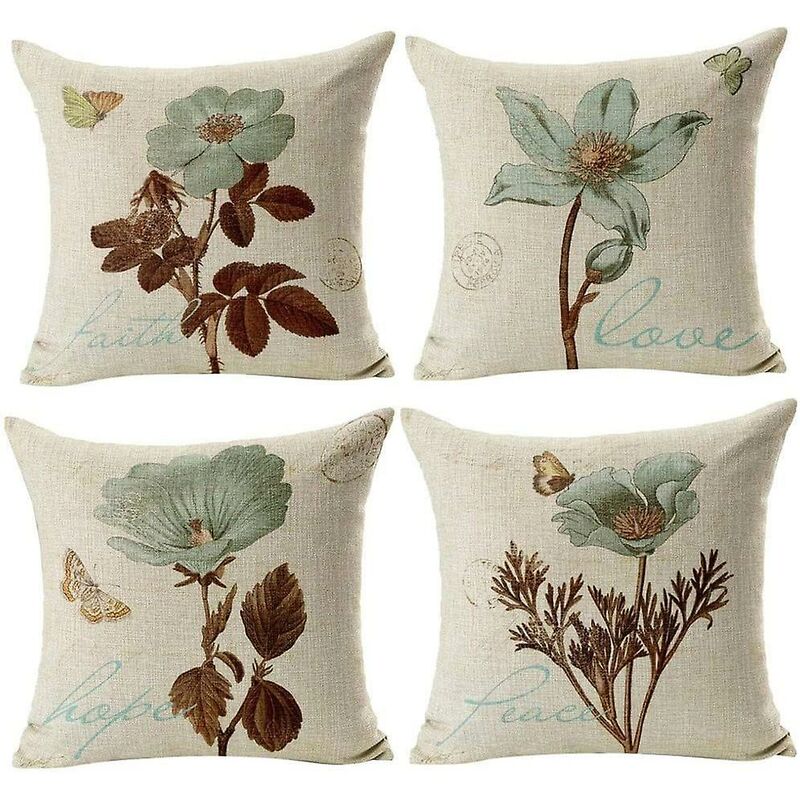 foto del prodotto fortuneville federa, set 4 copricuscini quadrati in cotone e lino per letto auto casa divano 45 x 45