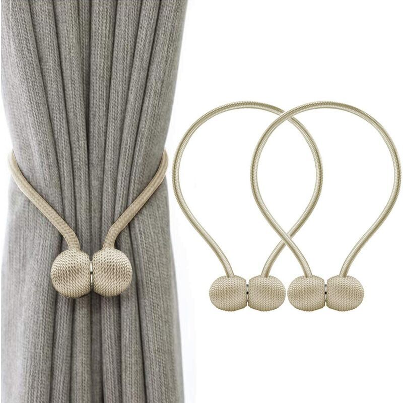 foto del prodotto fortuneville fermatenda magnetici per tende con perline, fermatenda magnetici per tende, decorazione per ufficio, casa, hotel 1 set, beige