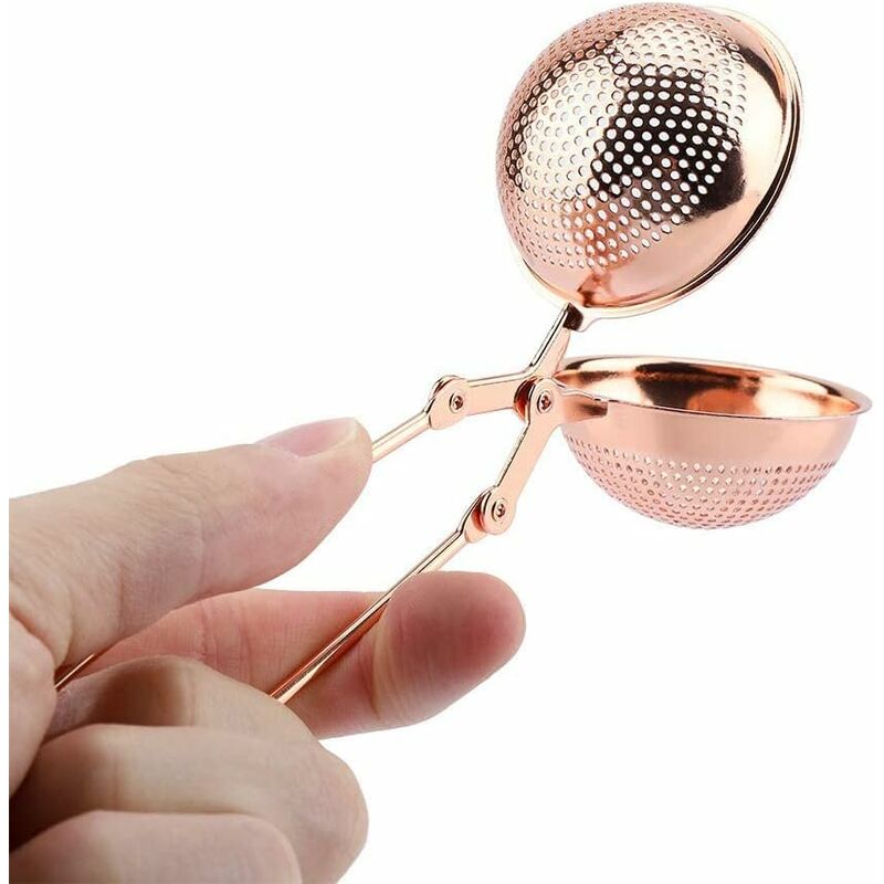 foto del prodotto fortuneville filtro per t , iniettore filtro per teiera sferica portatile in acciaio inossidabile 304 per spezie sfuse oro rosa 