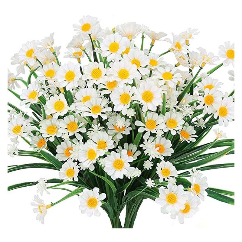 foto del prodotto fortuneville fiore margherita artificiale, 5 pezzi di fiori artificiali in plastica, piante da esterno resistenti ai raggi uv, arbusti, piante da
