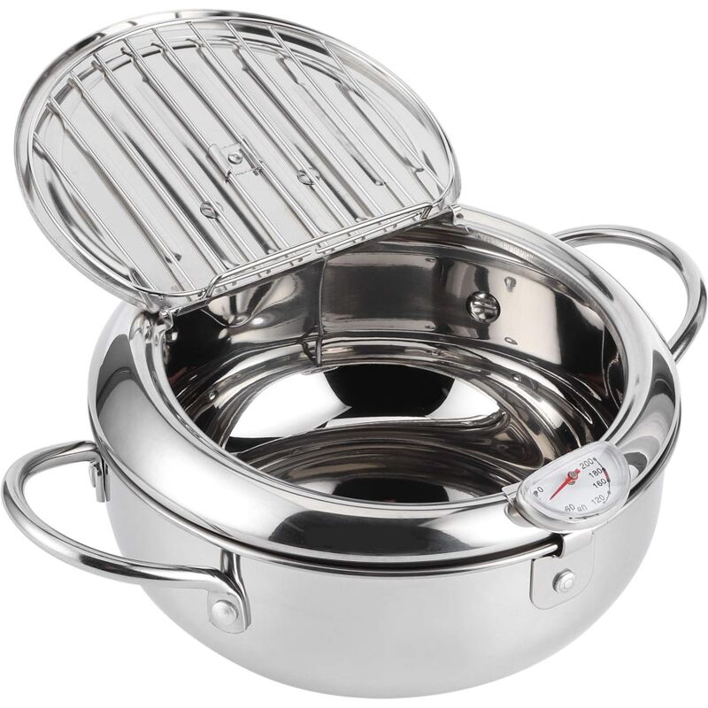 foto del prodotto fortuneville friggitrice, friggitrice per tempura in acciaio inossidabile, mini strumento per friggere per friggere ali di pollo, patatine fritte,