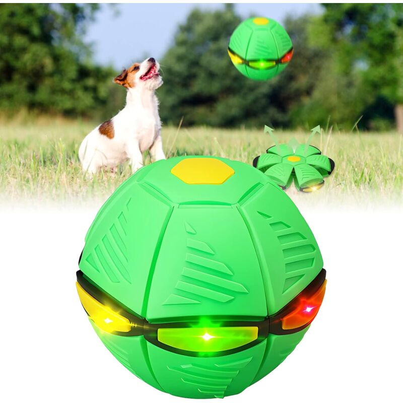 foto del prodotto fortuneville frisbee ball pet toy, giocattolo per cani, giocattolo per cani, frisbee ball per cani e bambini, lancia e gioca green six light ball 