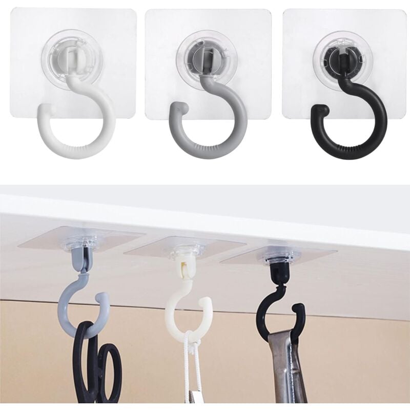 foto del prodotto fortuneville ganci adesivi senza chiodi da cucina ganci rotanti per soffitto scoloriti, perforati, grandi, adesivi, zanzariera per la casa,