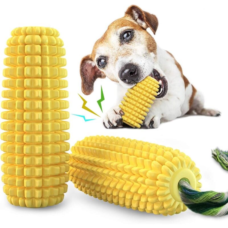 foto del prodotto fortuneville giocattoli per cani, giocattoli indistruttibili per cani da masticare, giocattoli interattivi per cani di mais stridulo per cani di