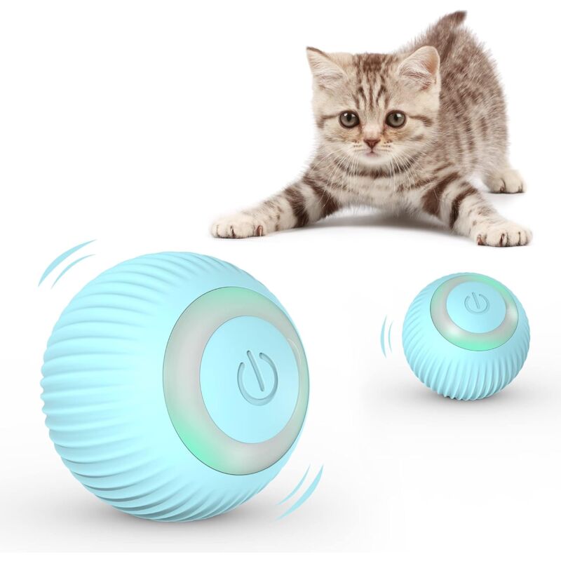 foto del prodotto fortuneville giocattoli per gatti, palla per gatti con luci a led, giocattolo per gatti interattivi per interni per gattini, rotazione automatica