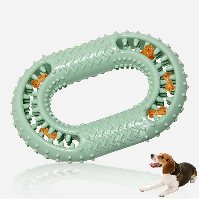 foto del prodotto fortuneville giocattolo da masticare per cani, denti in gomma naturale per la pulizia di un forte anello da masticare, giocattolo da addestramento