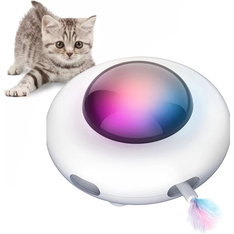 foto del prodotto fortuneville - giocattolo intelligente per gatti per gatti piumati, giocattolo elettronico a 3 modalità, lavoro automatico, stimolatore interessante casuale, ricaricabile tramite usb