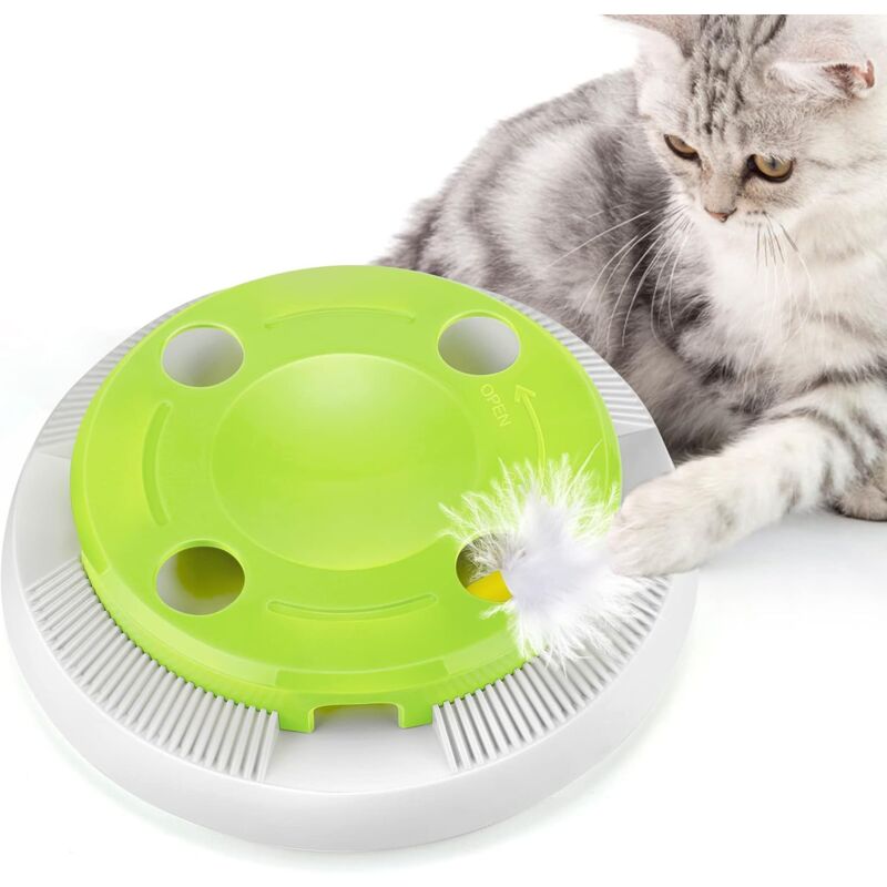 foto del prodotto fortuneville giocattolo interattivo automatico per gatti giocattolo di piume elettriche giochi elettronici intelligenti divertente regalo rotante