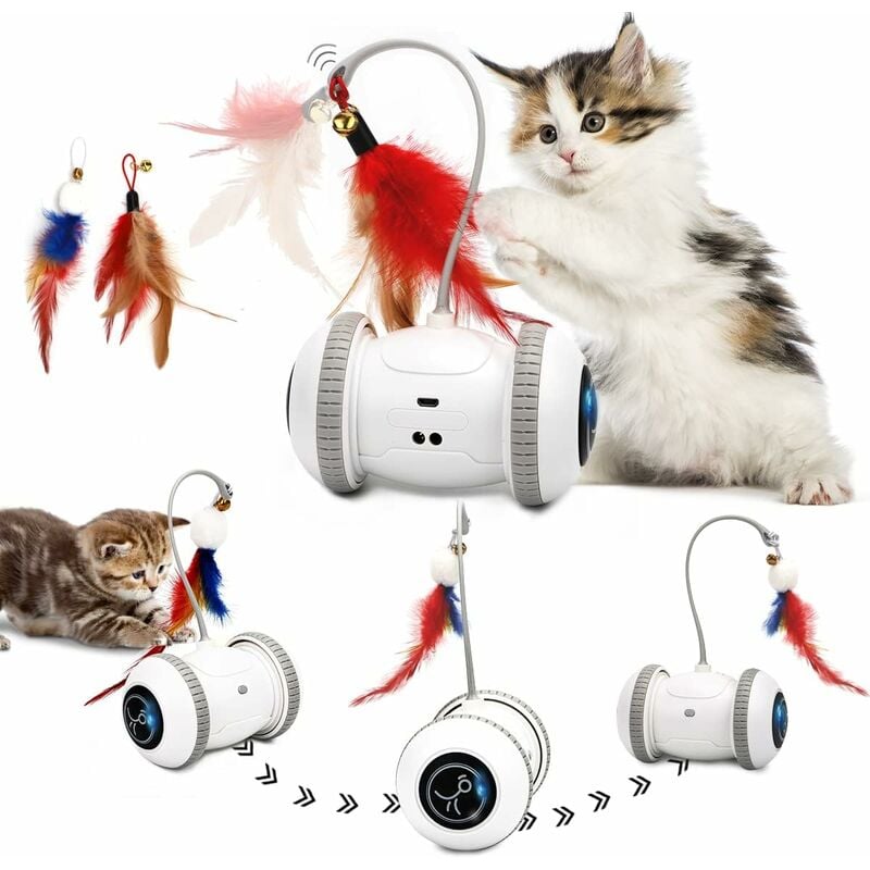 immagine 0 del prodotto fortuneville giocattolo interattivo per gatti robot, luce a led, modalit di rotazione e induzione di 360 gradi, giocattolo per gatti intelligente