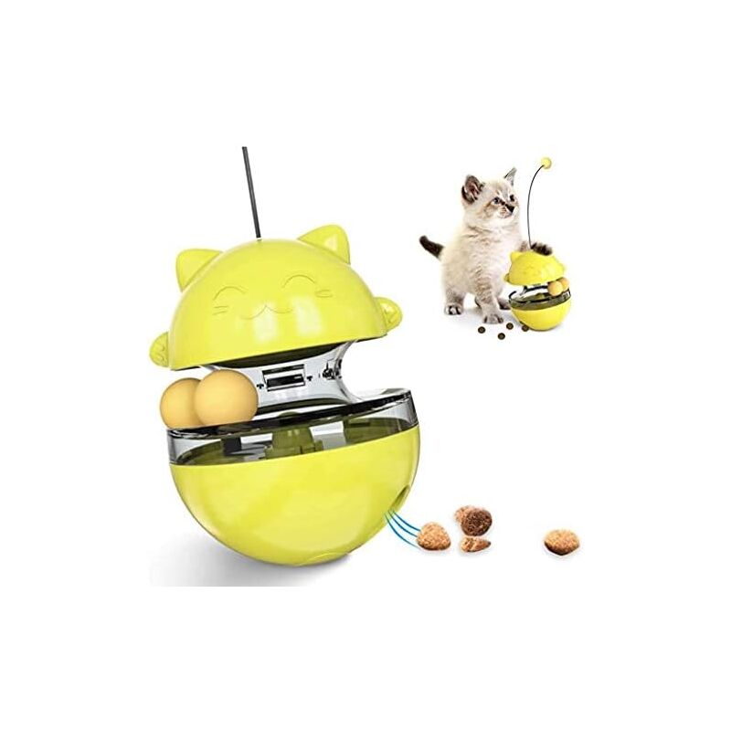 foto del prodotto fortuneville giocattolo per gatti 4 in 1, bicchiere per gatti bicchiere interattivo con palla per gatti con doppia palla con dispenser di cibo
