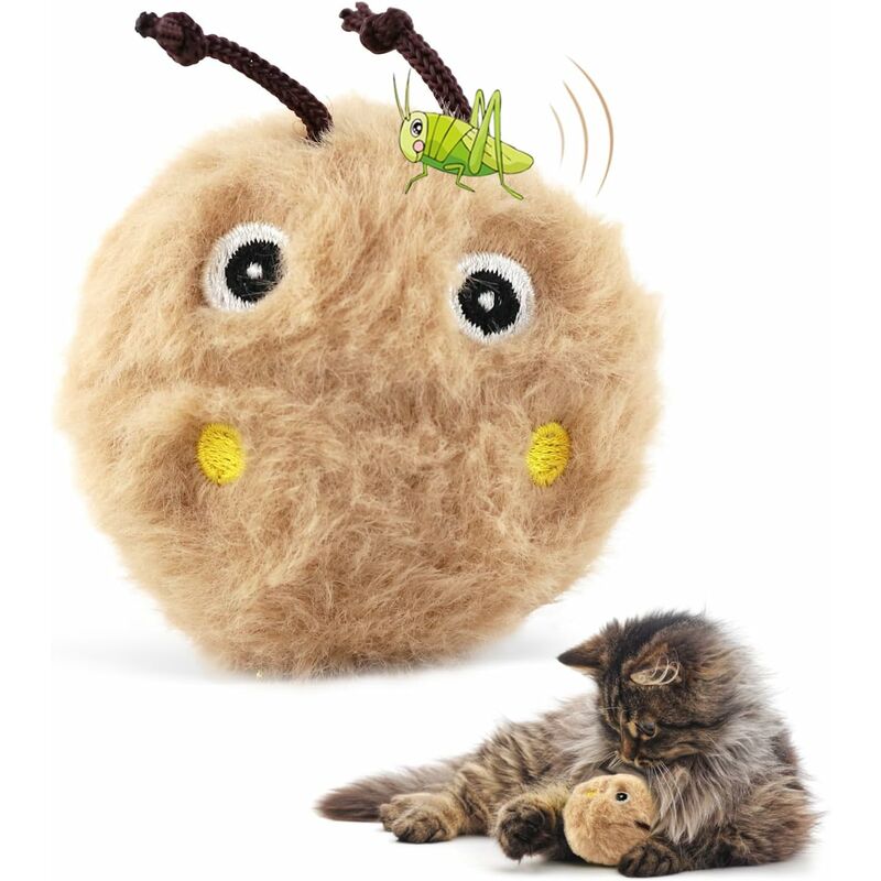 foto del prodotto fortuneville giocattolo per gatti da interno con suoni di animali, giocattolo interattivo per gatti con erba gatta, palline di peluche per gattini